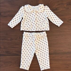 Janie and Jack Quilted Baby Set - Cream and Pink Floral Print, 12-18 months